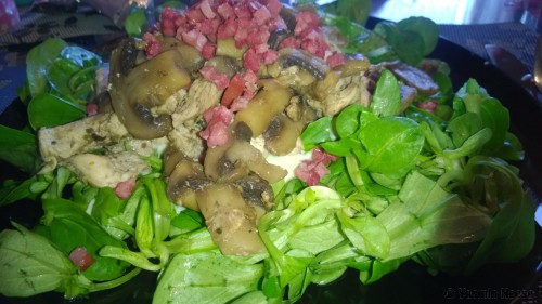 Hühnchengeschnetzeltes mit Pilze &amp; Feldsalat